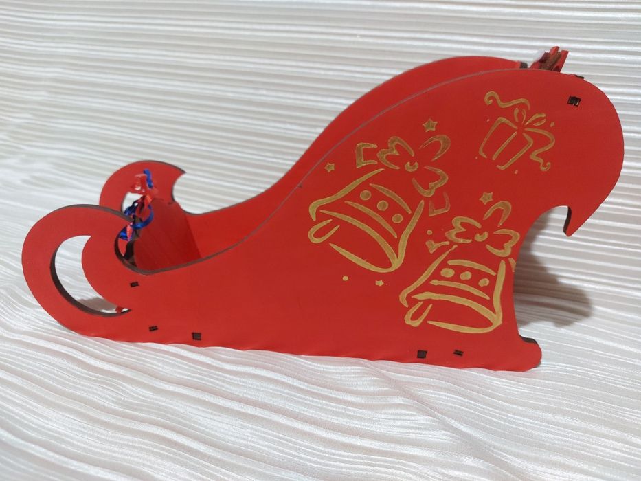 Новогодняя деревянная подставка для бутылки, hand made