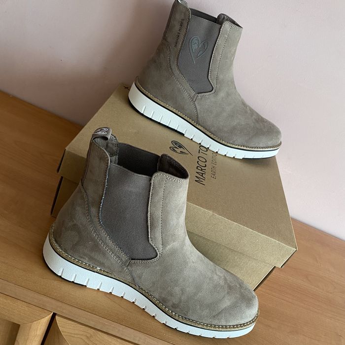 Nowe Botki Marco Tozzi Earth Edition | Wegańskie Sztyblety | Beżowe39