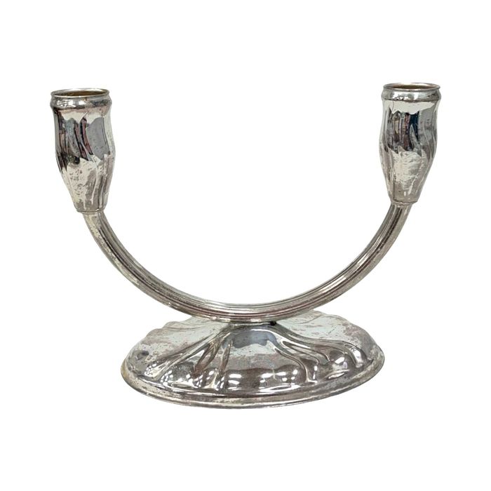 Świecznik Art Deco dwuramienny, plater posrebrzany, lata 20./30.