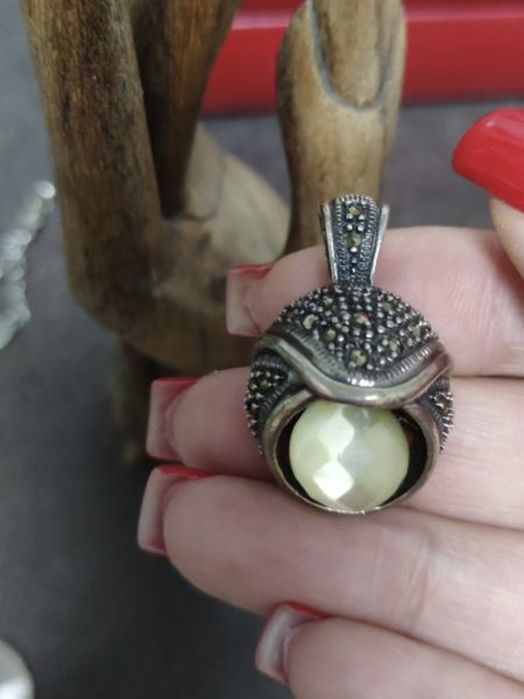 Срібний вишуканий вінтажний кулон з марказитами