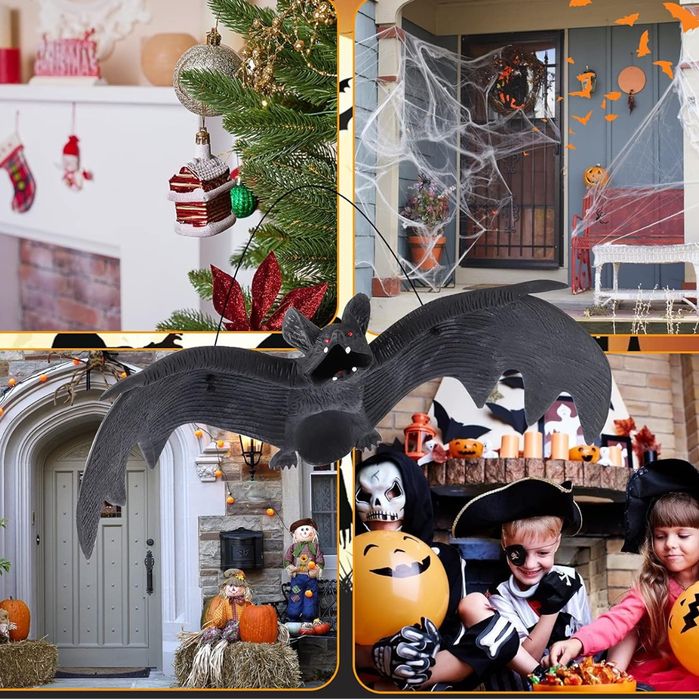 Zestaw dekoracyjnych gumowych nietoperzy 3D na Halloween, batmany x10