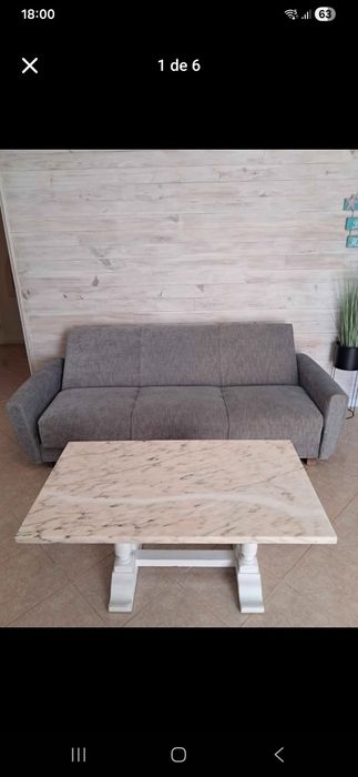 Sofa + Cadeirão + Mesa mármore + mesa tv bege Ikea