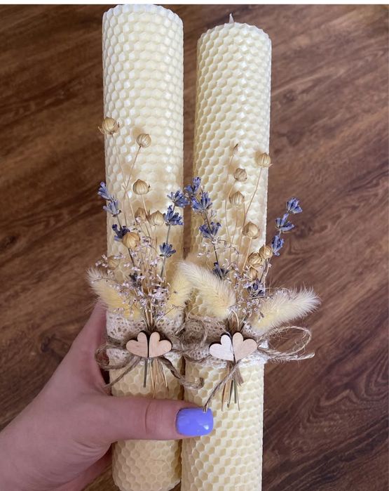 Свічки з вощини та соєвого воску