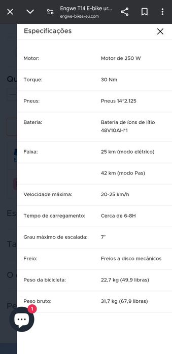 Bicicleta Elétrica Dobrável Semi nova