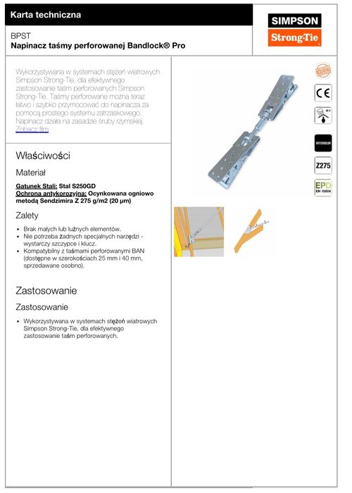 Napinacz taśmy bandlock pro bpst 10 szt. Cena za 1 szt