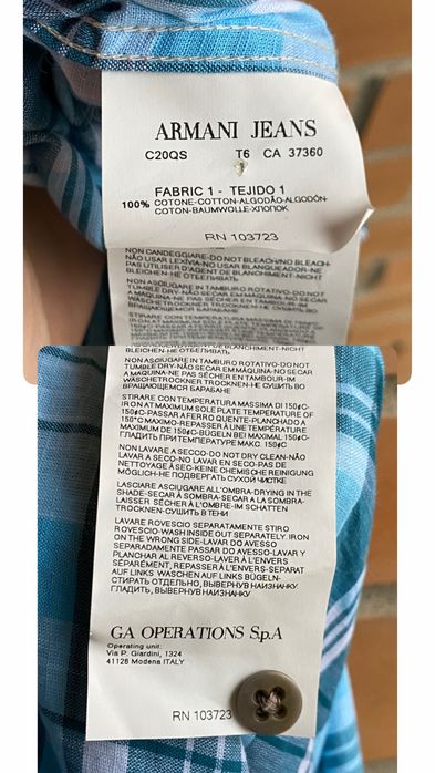 Рубашка Armani Jeans оригінал вінтажна XL у клітинку