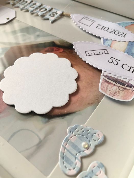 Metryczka narodzin dziecka/ramka 3D na prezent/ręcznie zdobiona