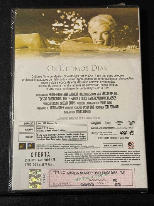 DVD do filme Marilyn Monroe: Os últimos dias [Novo]