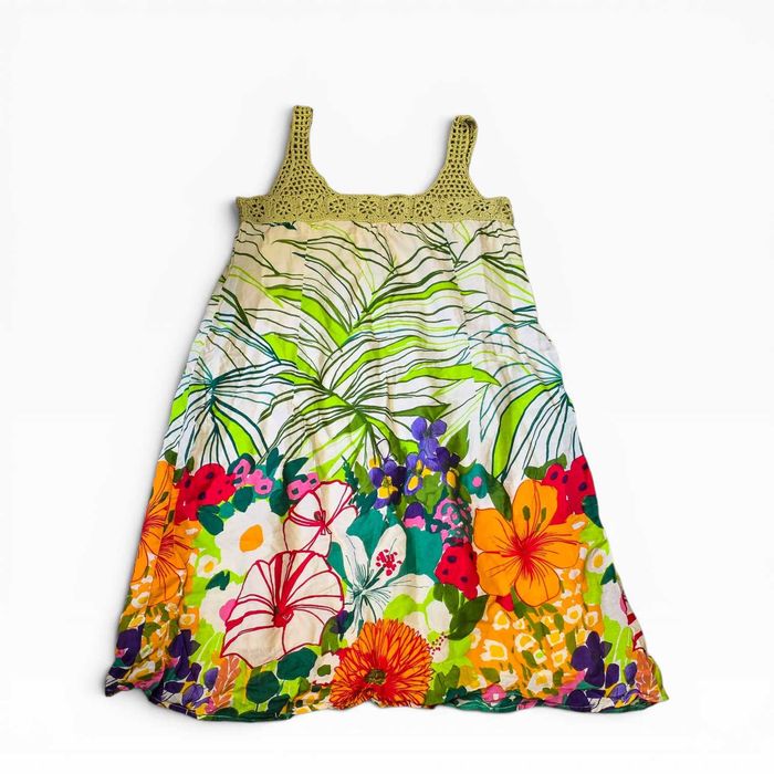 Vestido MNG by Mango Floral Algodão com Croché – Tam.: L