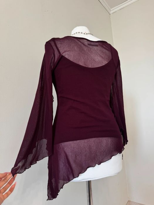 Asymetryczny top rękawy nietoperza unikat vintage witch whimsygoth