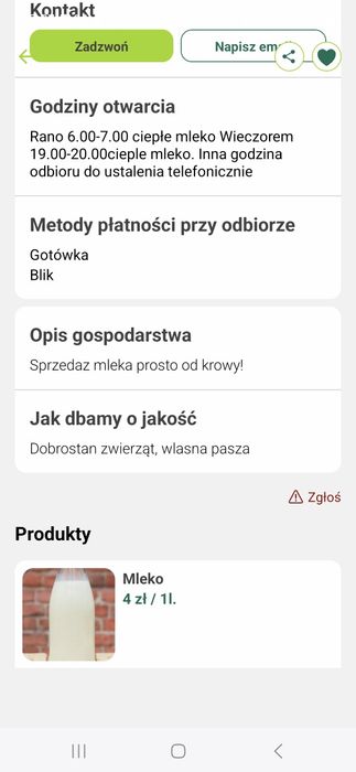 Sprzedam mleko prosto od krowy