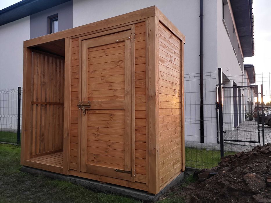 Drewutnia z domkiem narzędziowym 2,5 x 1,1m, domek ogrodowy