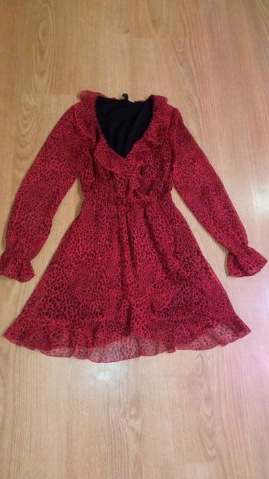 Сукня нарядна шифонова Червона Лео леопард