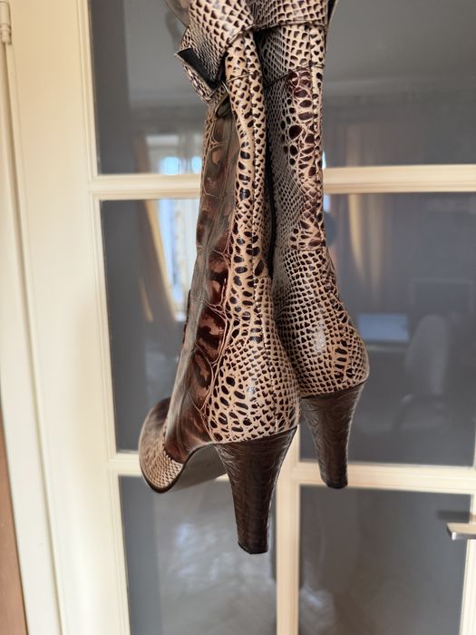Kozaki leopardowe skórzane 37