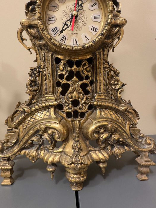 Бронзовий вінтажний годинник камінний з канделябрами часы каминные