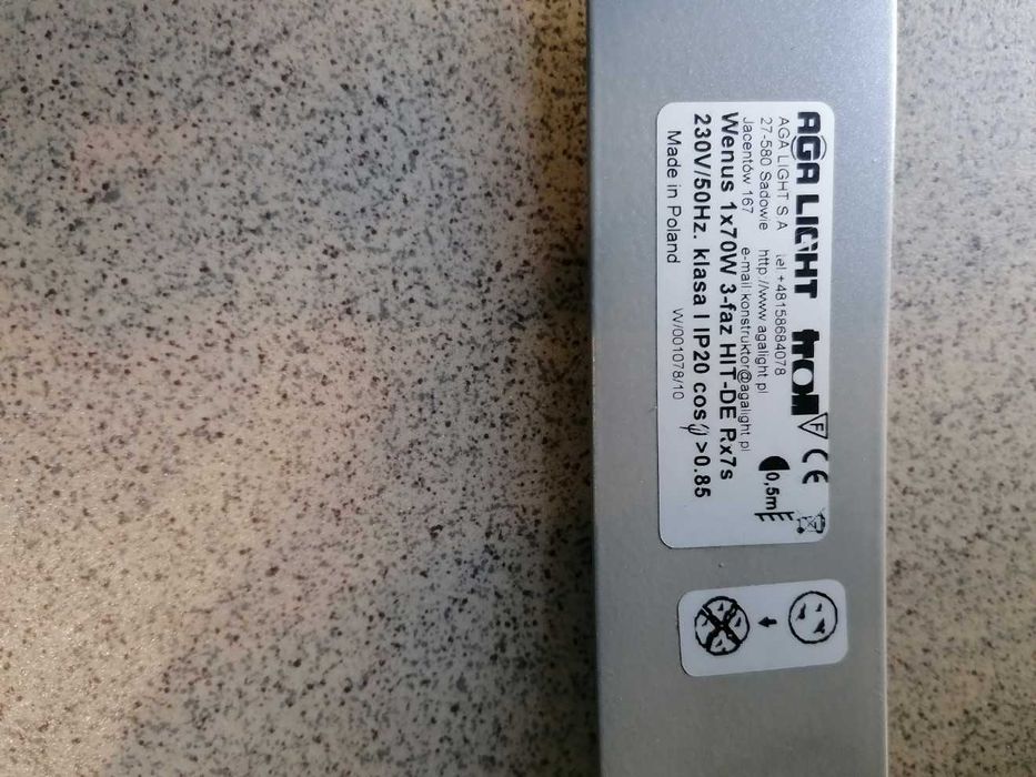 Metalohalogen AGA LIGHT 70 W System GLOBAL TRACK szyna 3-fazowa