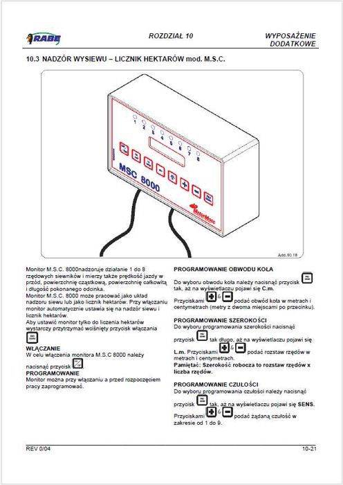 Instrukcja obsługi Siewnika Rabe Monoseed MS 8230