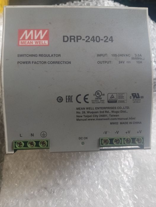 Zasilacz impulsowy Mean Well DRP-240-24 24V 10A