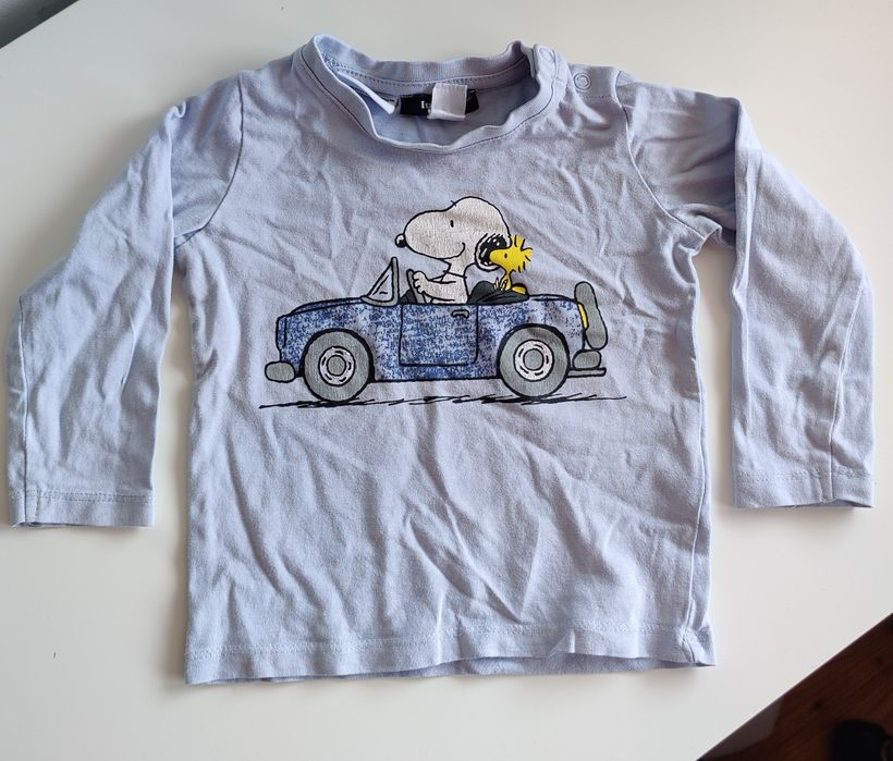 Niebieska bluzka lupilu długi rękaw 74/80 snoopy