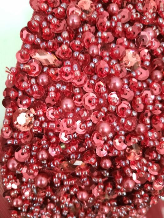 Sukienka Mascara tiulowa zdobiona,  burgund, 42-44,"wesele,  bal,