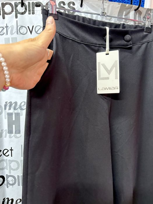 Брюки тёплые палаццо классика, чёрные, Италия, XS-M