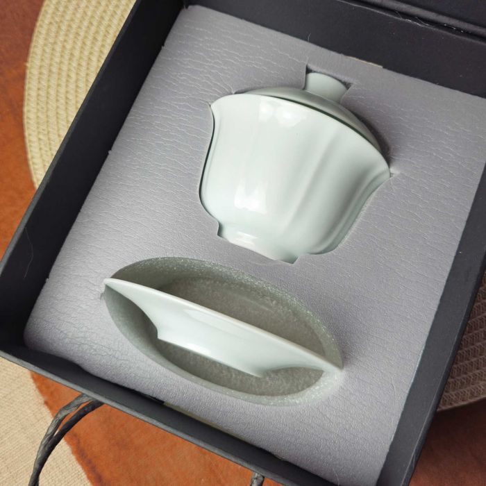 Гайвань порцелянова 130мл +❱ біла класична ❰+ в бірюзовій коробці