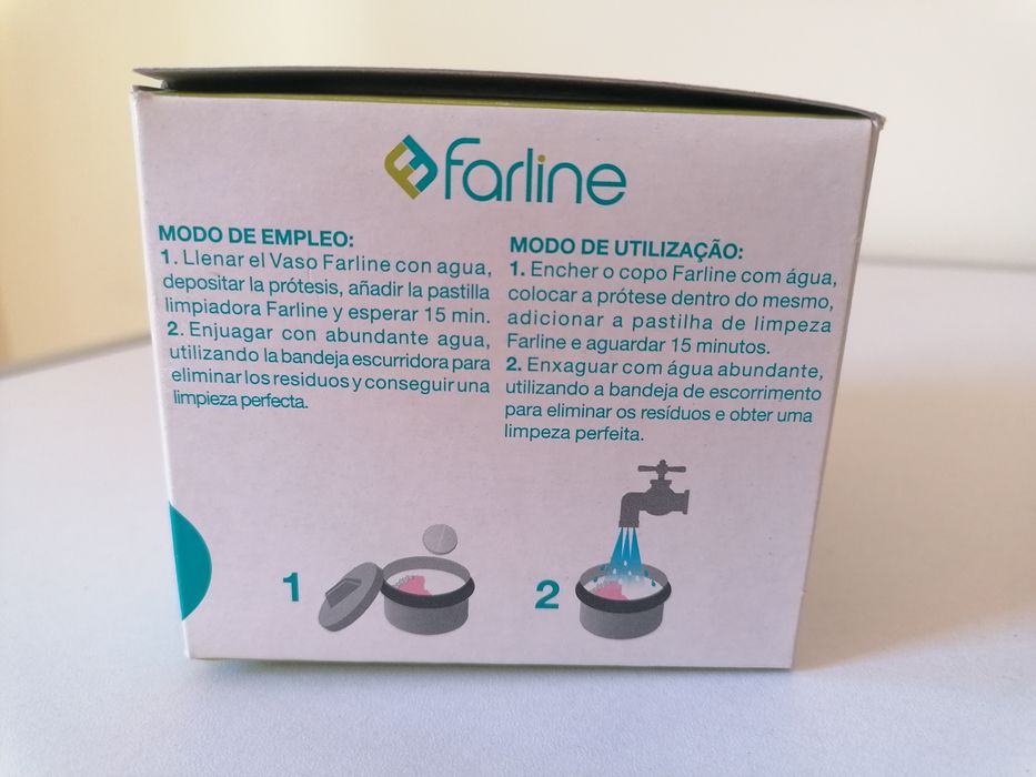 Copo para limpeza da prótese dentária