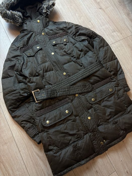 Barbour Arctic Damska L Kurtka Puchowa Parka z futrem Goose Down Jacket Casual