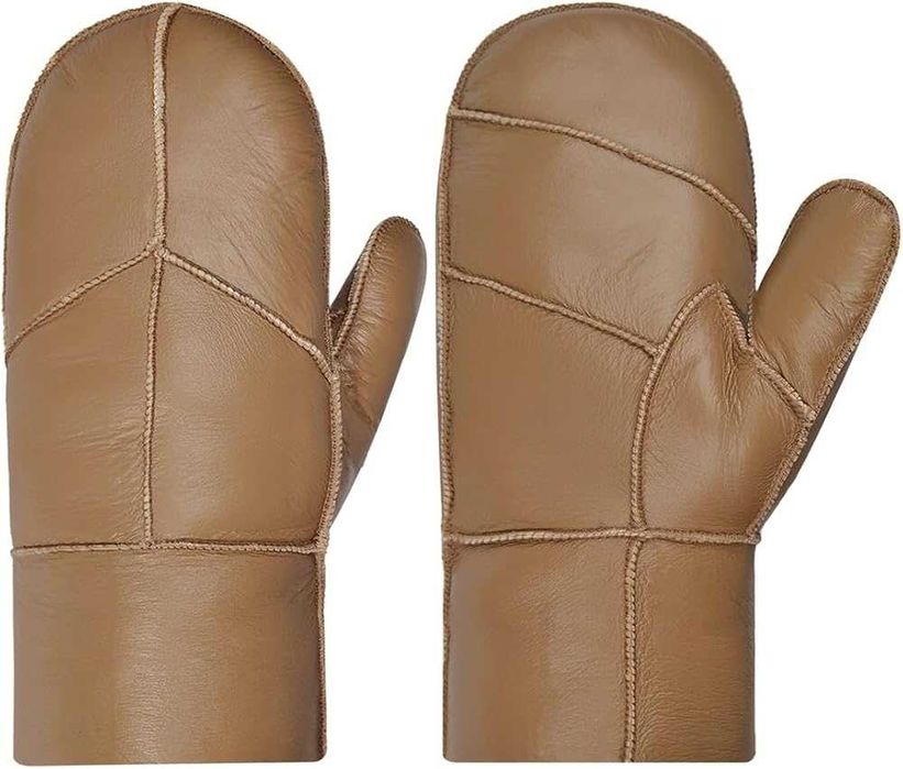 Зимние кожаные варежки, рукавицы натуральная овчина на меху