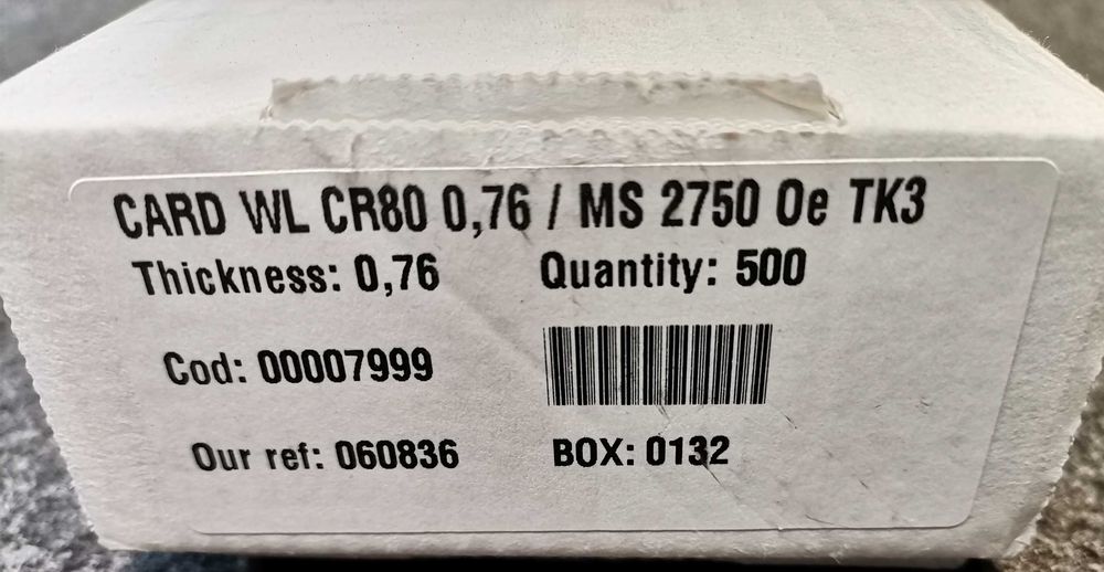 Pack 500 cartões PVC