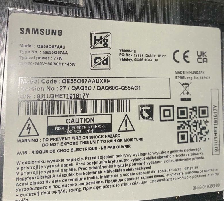 Telewizor Samsung QLED QE55Q67AAU
