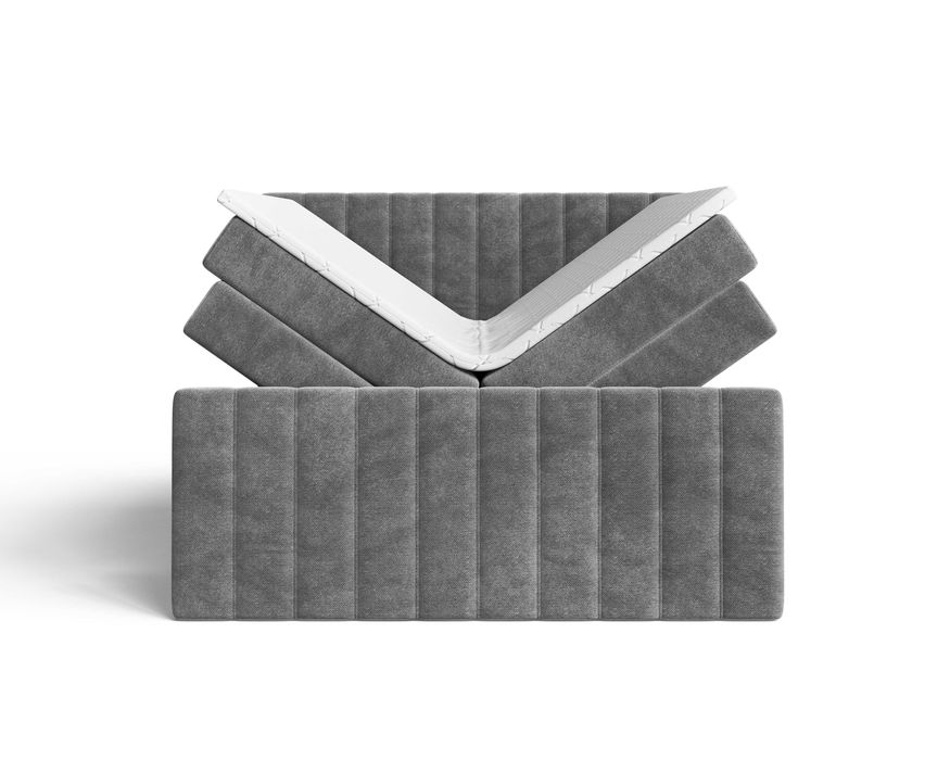 Łóżko kontynentalne tapicerowane PRESTO z materacami i pojemnikiem