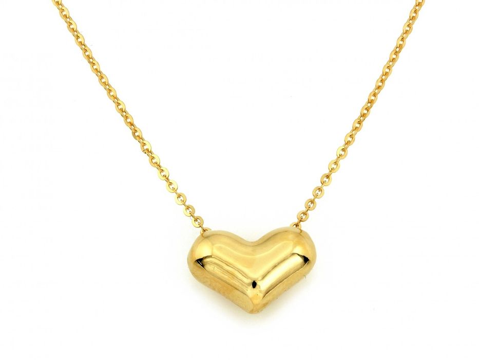 Złoty naszyjnik z dmuchanym sercem PR 585