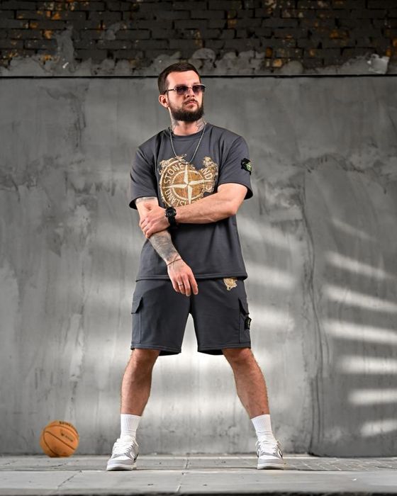 Літній комплект Stone Island. (сірий, зелений, чорний, кайот)