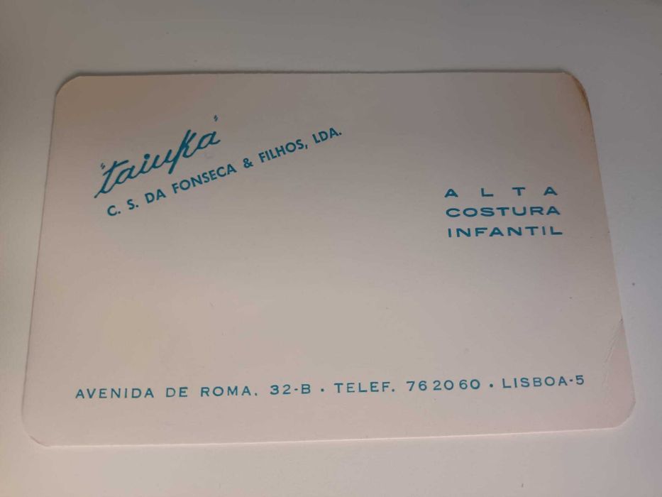 Cartão Publicitário "Taiuka" da Avenida de Roma