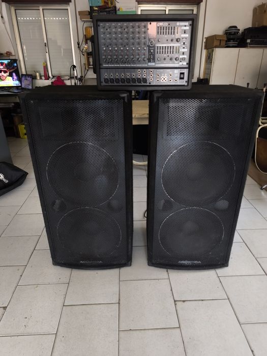 PA System with Speakers and Amplified Mixer