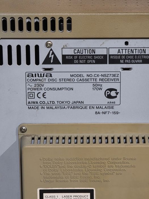 Wieża AIWA NSX-SZ73 Z Kolumnami Tuner Radio CD Kaseciak
