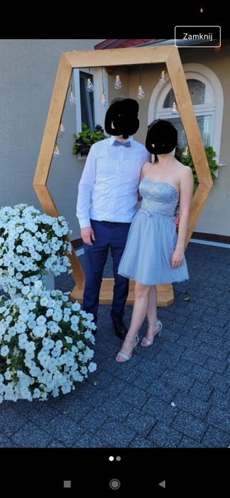 Sukienka krótka szara srebrna