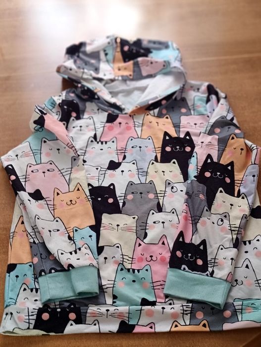 Bluza kotki 158 dziewczynka kaptur
