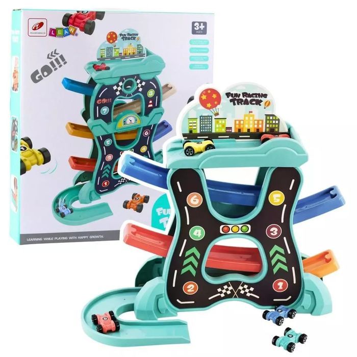 Tor samochodowy zjeżdzalnia trzy poziomy. Lean Toys