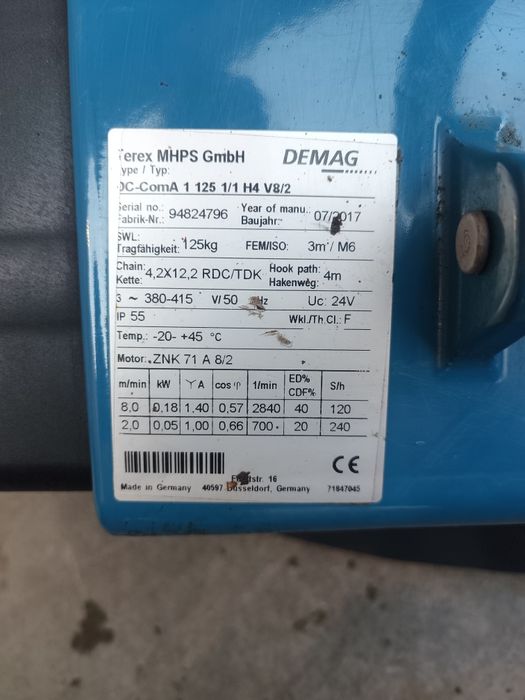 Wciągarka demag 125kg