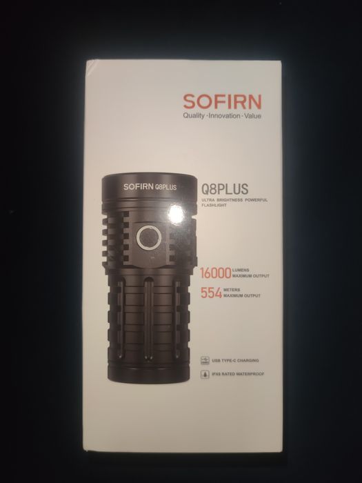 Nowa latarka Sofirn Q8 Plus + akomulatory, 16000 lumenów mega moc