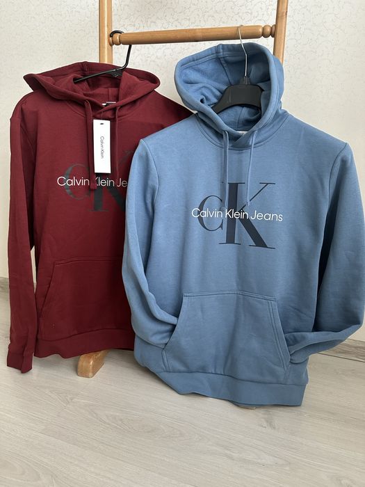 Худі на флісі Calvin Klein чоловіче жіноче блакитне бордо