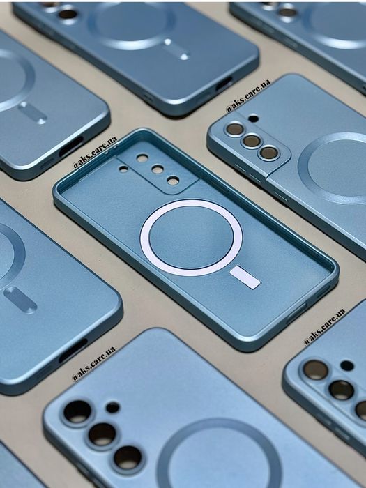 Блакитний бірюзовий силіконовий чохол MagSafe лінзами Samsung A/S/Note