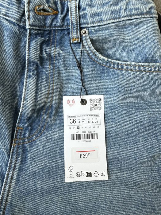 Блакитні сині жіночі прямі джинси zara висока посадка нові