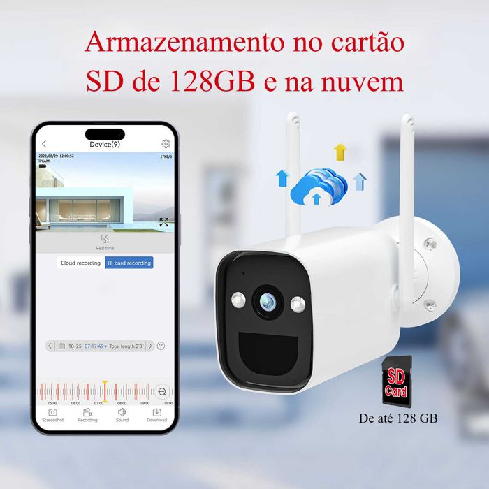 Kit Vigilância 3MP WiFi * Visão Noturna * Áudio e Deteção PIR