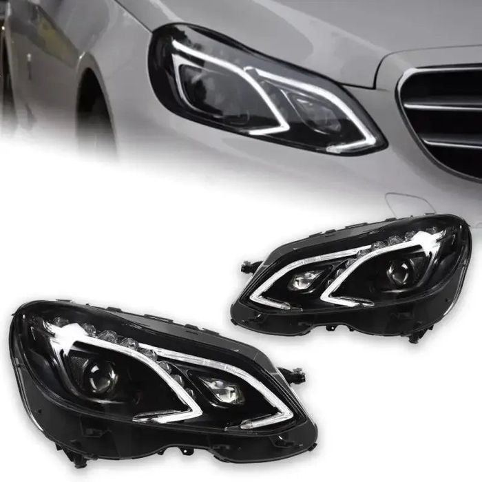Mercedes-Benz W212 W211 E200 E260 E300 2009–2016 Reflektory Przednie LED Bi-Xenon HID DRL Komplet
