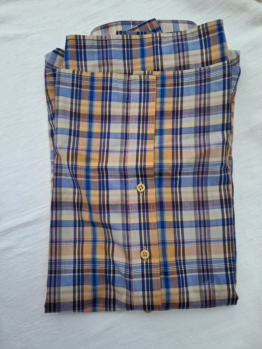 Camisa Homem Manga Curta Finely – Padrão Xadrez (Castanho/Azul) – Tam. L