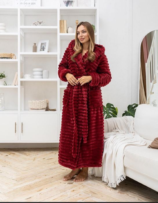 Женский махровый халат на запах с капюшоном разные цвета  S - 6XL