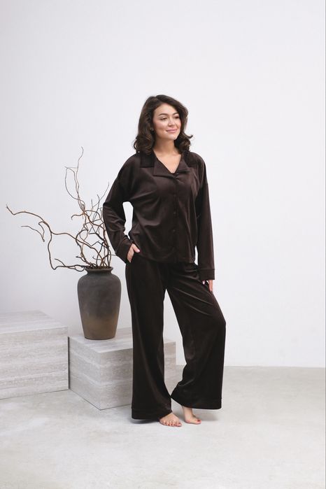 Жіноча піжама плюш велюр вільний крій ХЛ-ХХЛ